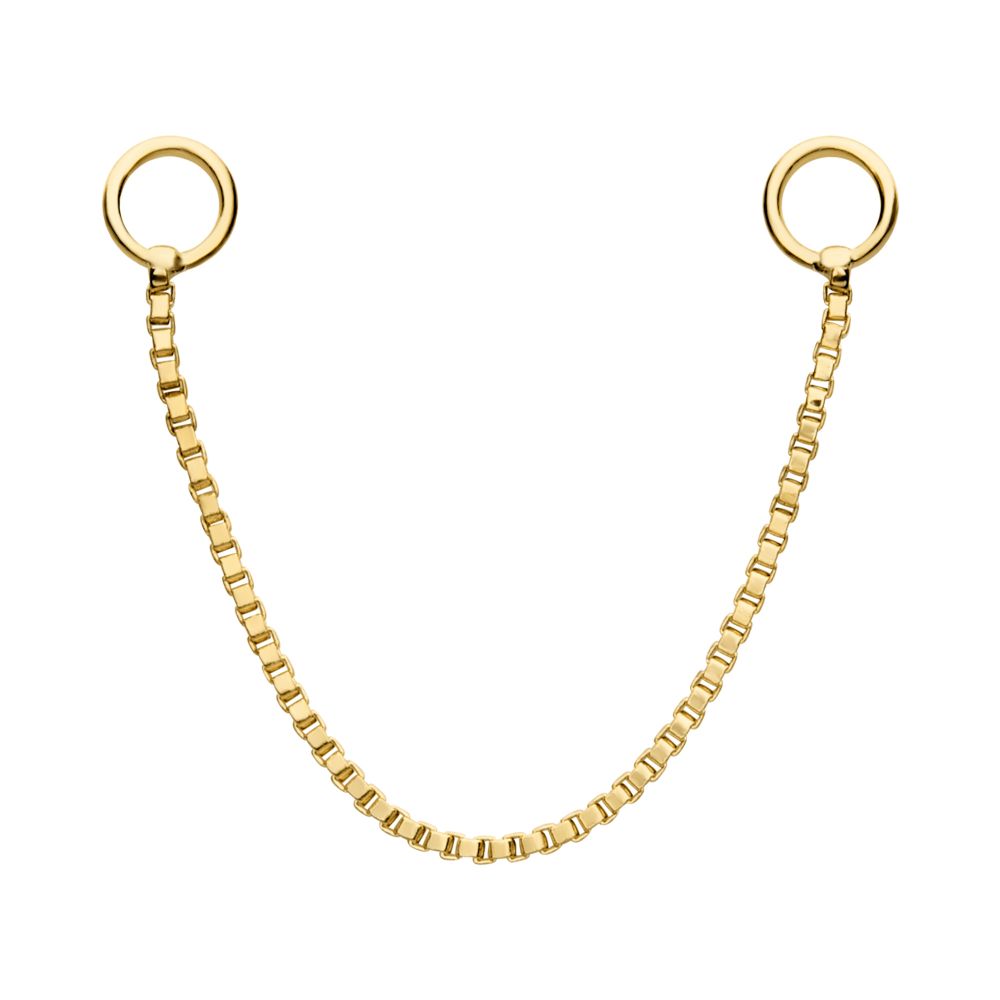 14Kt Yellow Gold Box Chain with Rings