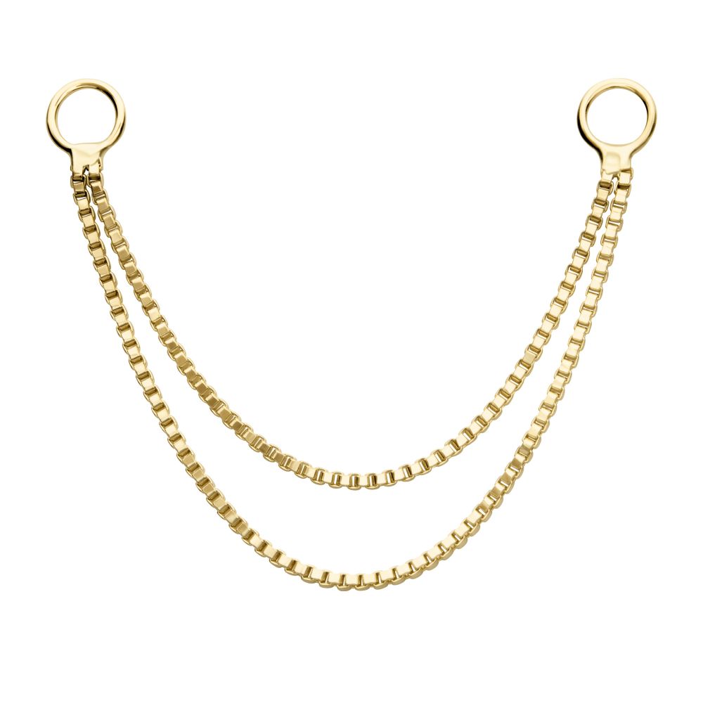 14Kt Yellow Gold 2- Tier Box Chain with Rings