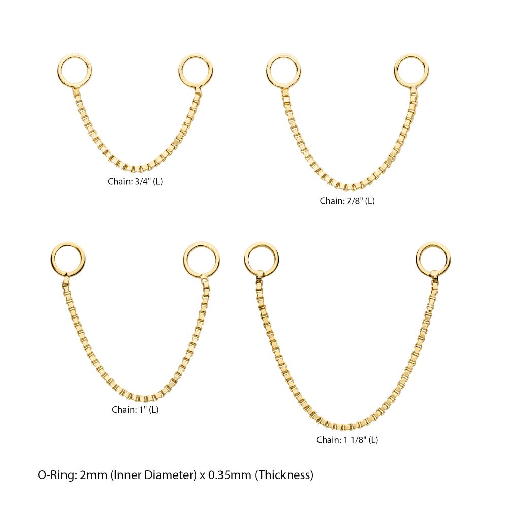 14Kt Yellow Gold Box Chain with Rings