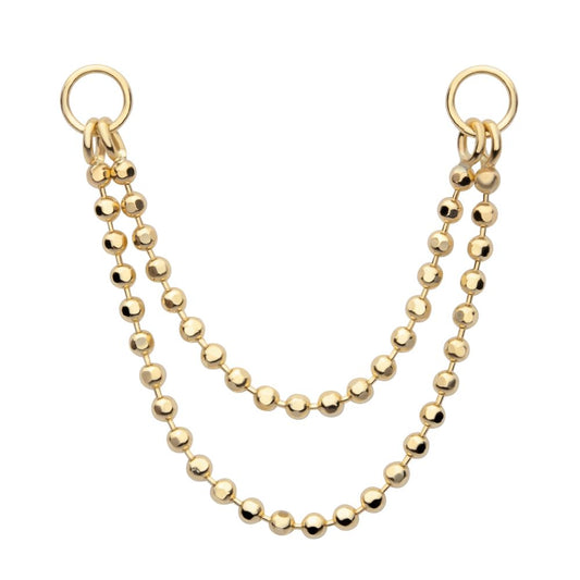 14Kt Yellow Gold 2- Tier Bead Chain with Rings