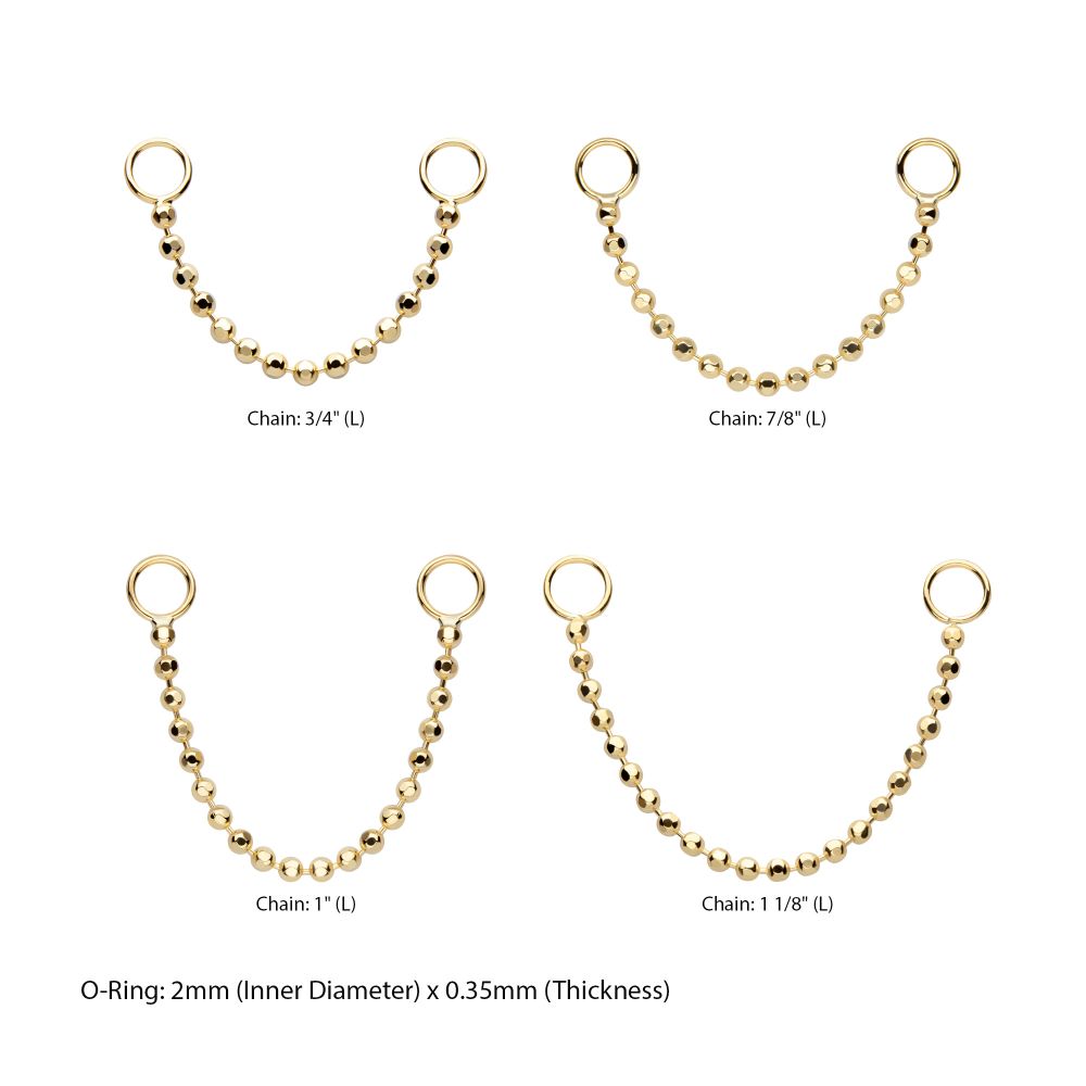 14Kt Yellow Gold Bead Chain with Rings