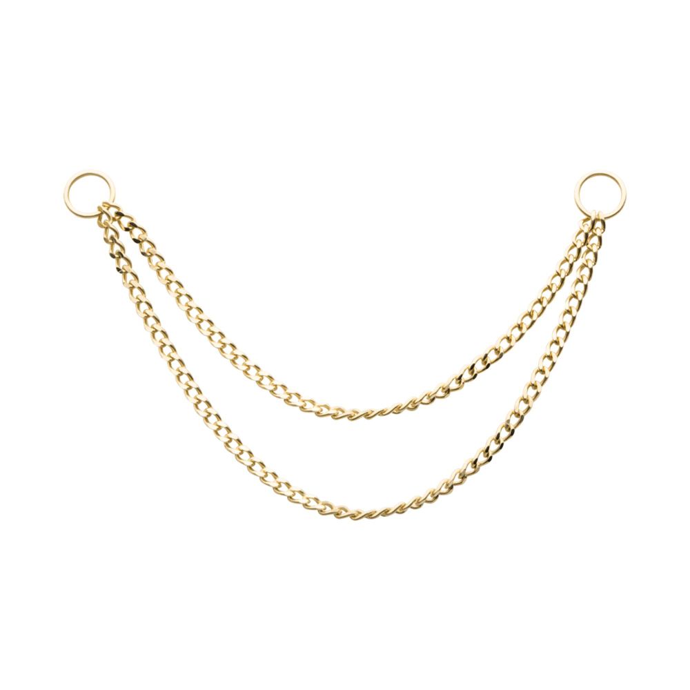 14Kt Yellow Gold 2 Tier Curb Chain with Ring