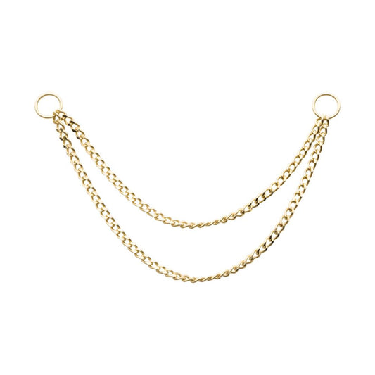 14Kt Yellow Gold 2 Tier Curb Chain with Ring