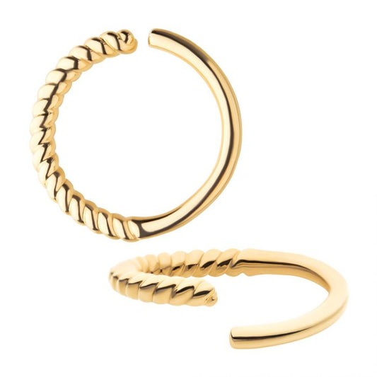 14Kt Yellow Gold with Half-Twisted Circle Seamless Split Ring