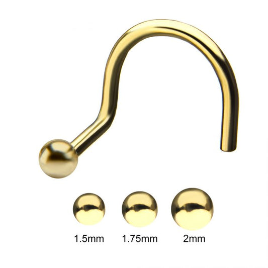 14kt Yellow Gold Nose Screw Ball Top