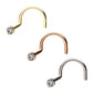 14kt Gold Nose Screw with Bezel Set Clear CZ Gem Top
