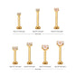 14Kt-Yellow Gold Internally Threaded with Clear CZ Top & 3mm Base Labret