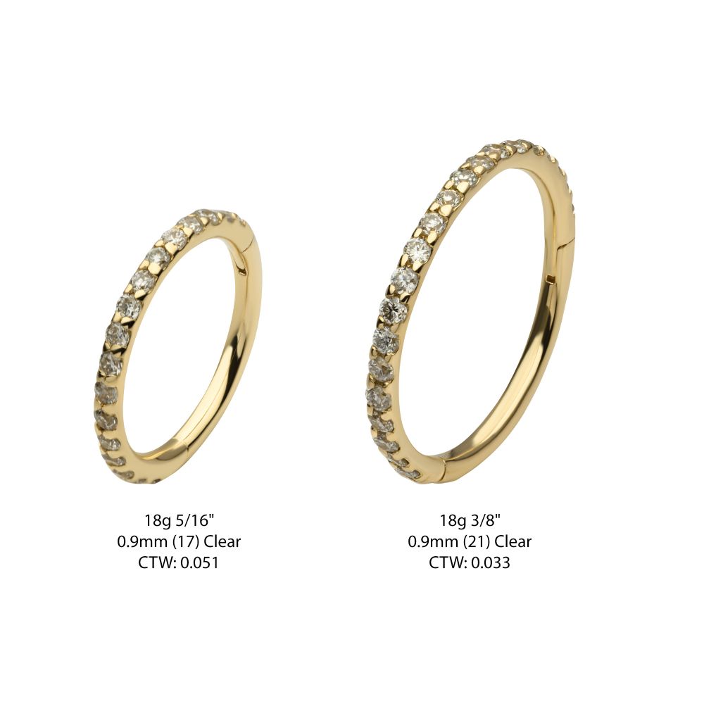 14Kt Gold Eternity Side Facing Hinged Segment Clicker with Prong Set 0.9mm Round Lab-Grown Diamonds