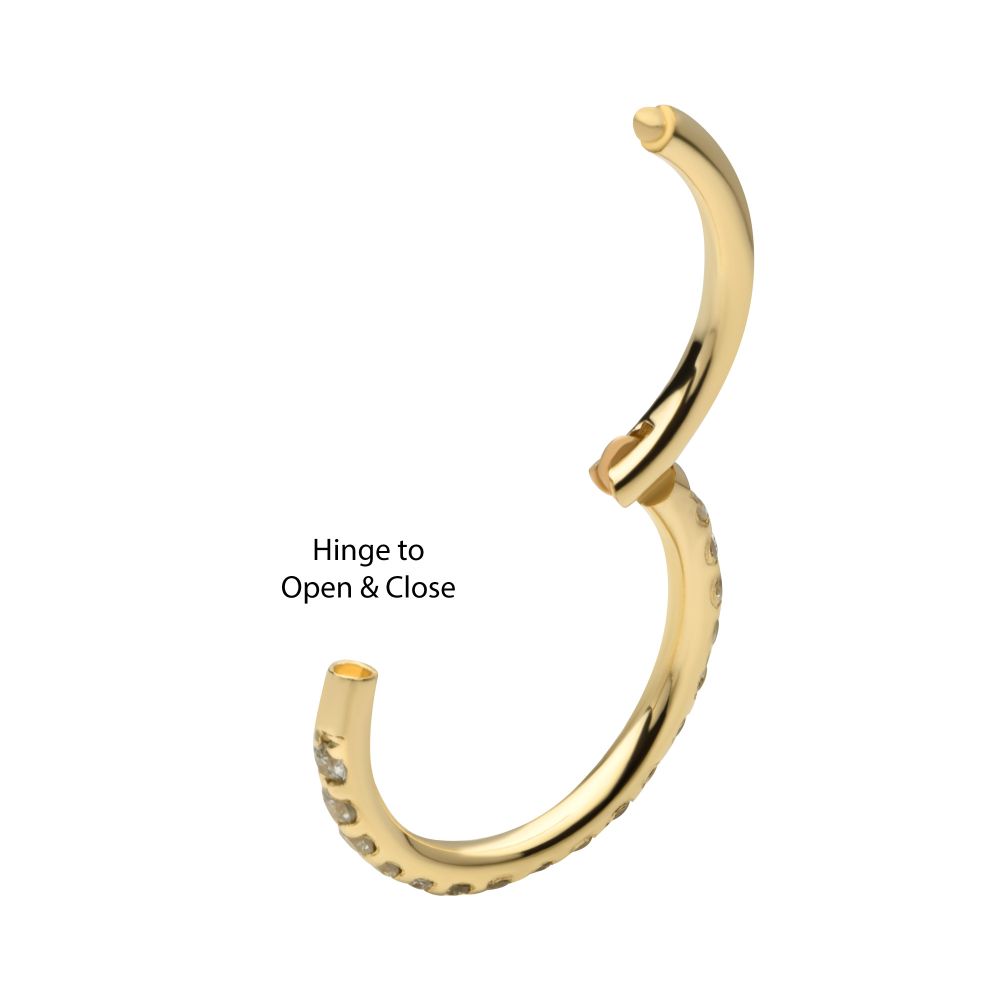 14Kt Gold Eternity Side Facing Hinged Segment Clicker with Prong Set 0.9mm Round Lab-Grown Diamonds