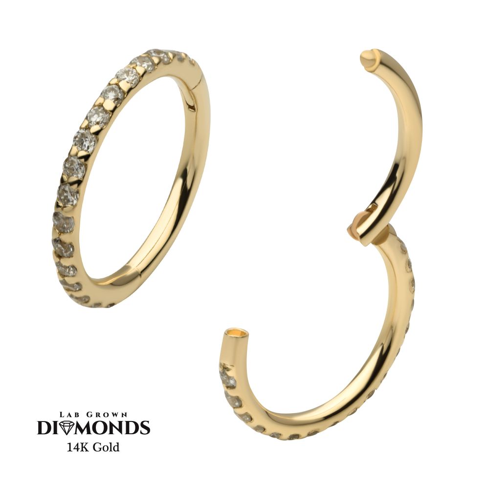 14Kt Gold Eternity Side Facing Hinged Segment Clicker with Prong Set 0.9mm Round Lab-Grown Diamonds