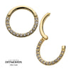 14Kt Yellow Gold Eternity Front Facing Hinged Segment Clicker with Prong Set 1mm Round Lab-Grown Diamonds 