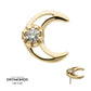 14kt Gold Threadless Cut Out Crescent Moon Top with Center Round Lab-Grown Diamond