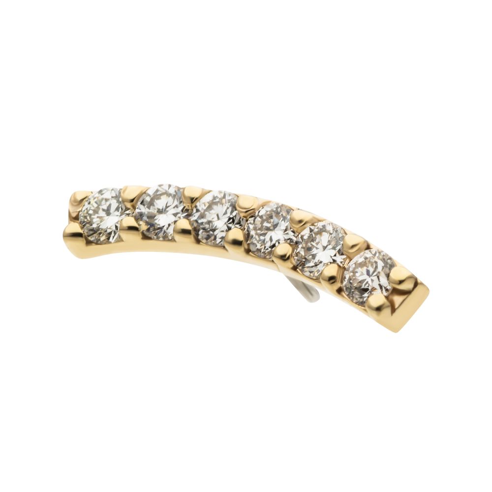 14kt Gold Threadless Curved Bar Top with 6-Cluster Prong Set Lab-Grown Diamonds