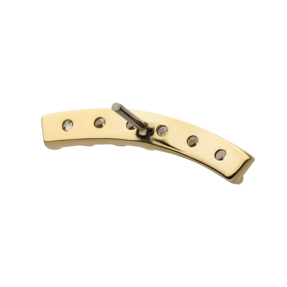 14kt Gold Threadless Curved Bar Top with 6-Cluster Prong Set Lab-Grown Diamonds