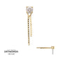 14Kt Yellow Gold Threadless Prong Set Lab-Grown Diamond Top with 2 Box Chain Dangle