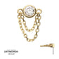 14Kt Yellow Gold Threadless Bezel Set Lab-Grown Diamond Top with 2 Tiered Chain Dangle