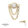 14Kt Yellow Gold Threadless Bezel Set Lab-Grown Diamond Top with 2 Tiered Chain Dangle