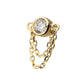 14Kt Yellow Gold Threadless Bezel Set Lab-Grown Diamond Top with 2 Tiered Chain Dangle