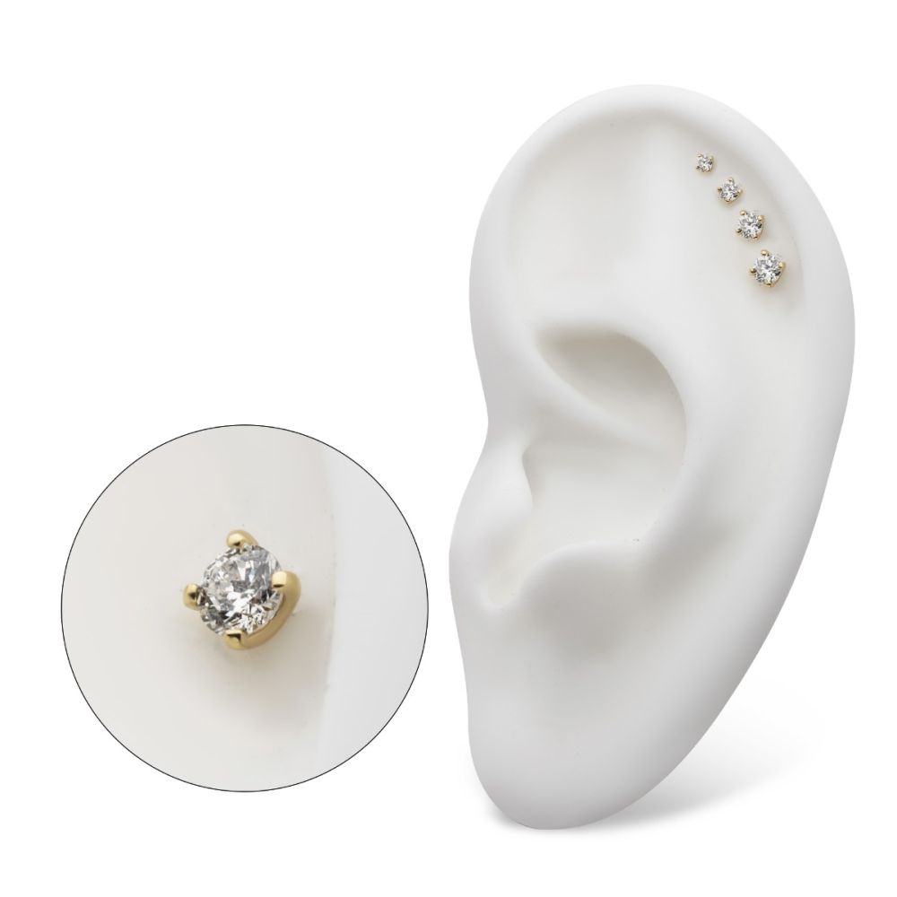 14Kt Gold Threadless Top with 4-Prong Round Lab-Grown Diamond