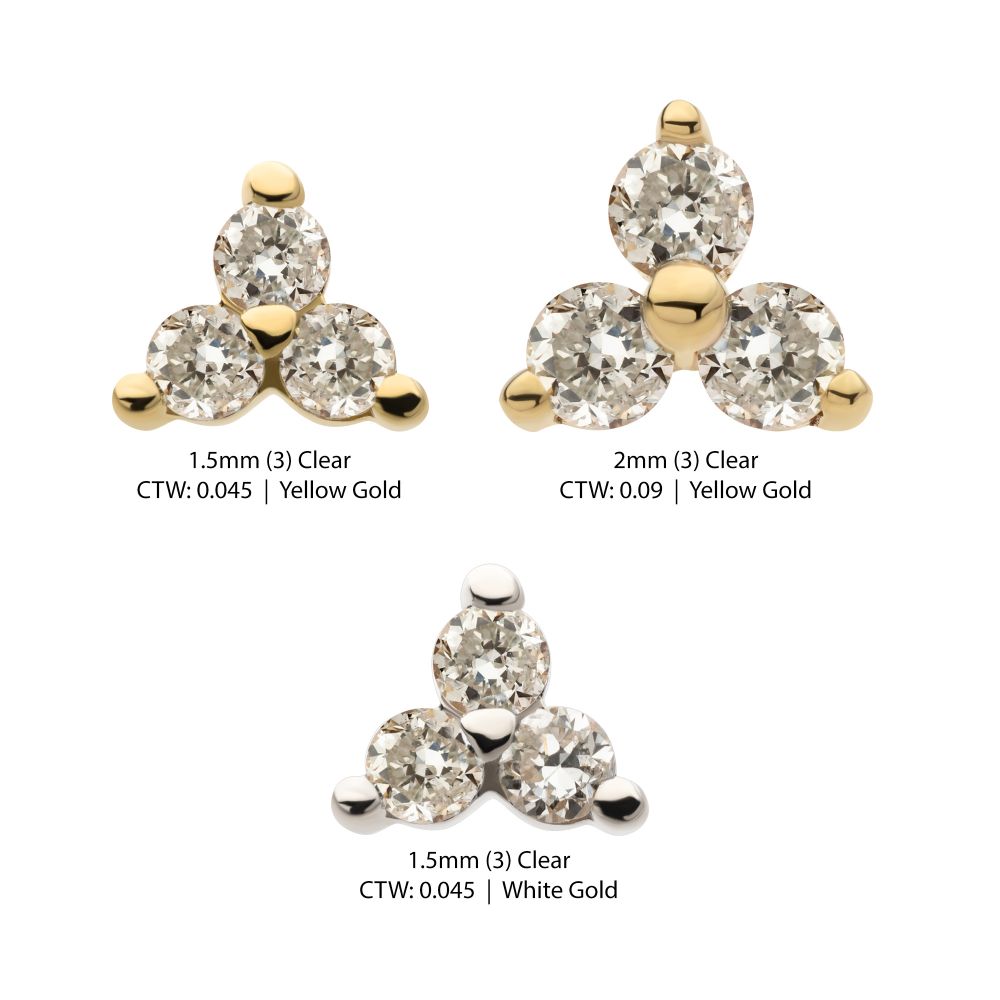 14Kt Gold Threadless Pronged Round Lab-Grown Diamonds Trinity Top