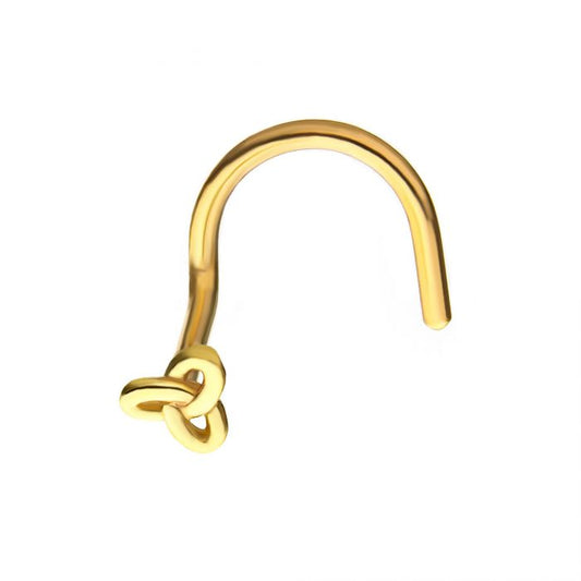 14Kt Yellow Gold Trinity Knot Nose Screw