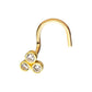 14Kt Yellow Gold Bezel Round CZ Trinity Nose Screw