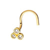 14Kt Yellow Gold Bezel Round CZ Trinity Nose Screw