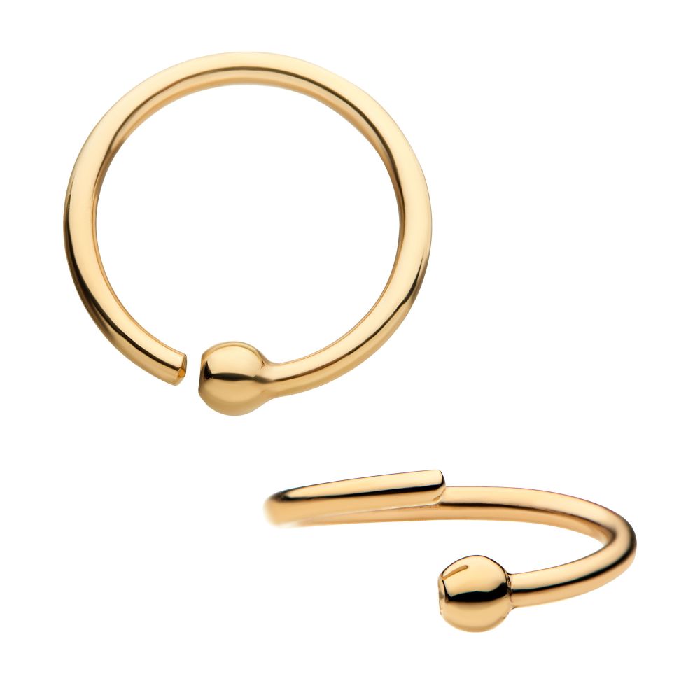 14Kt Yellow Gold Captive Bead Ring with Attached Ball