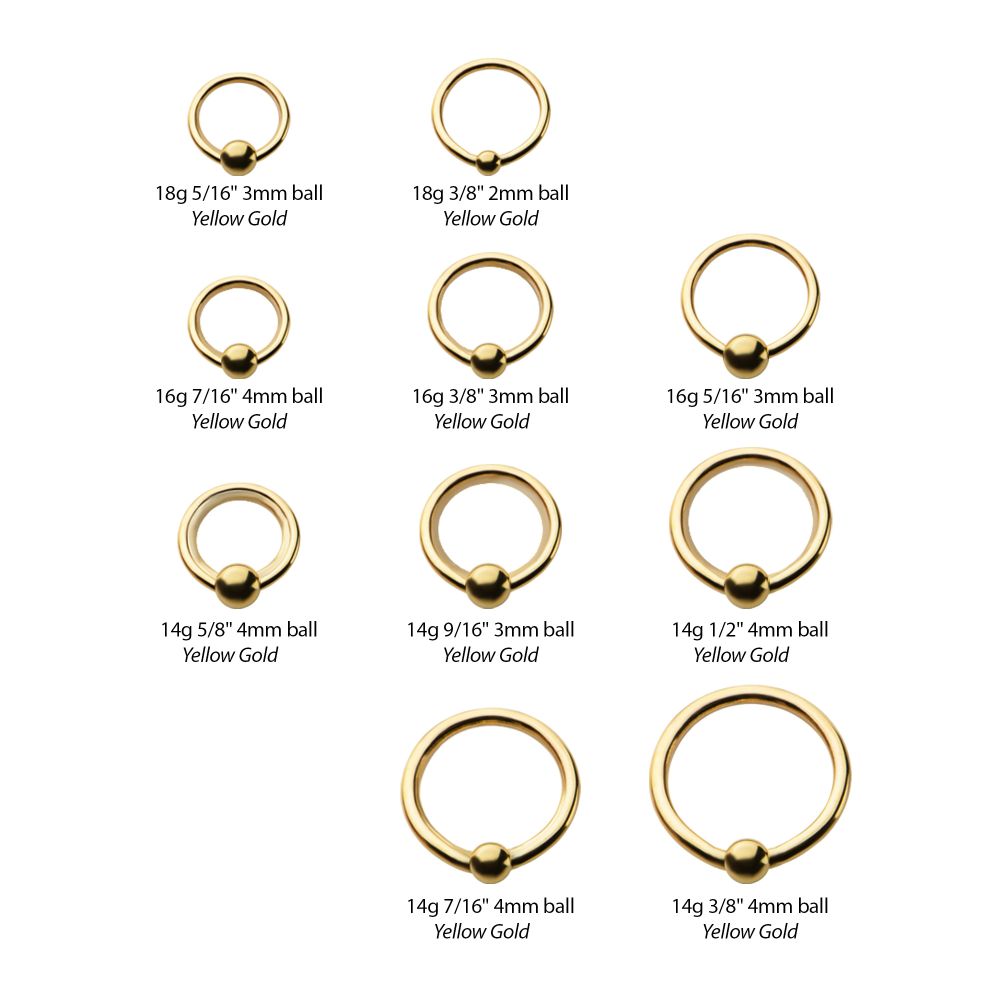 14kt Gold Captive Bead Rings