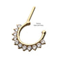 14kt-Yellow Gold 11 Prong Set 2mm Clear CZ Gems Septum Clicker