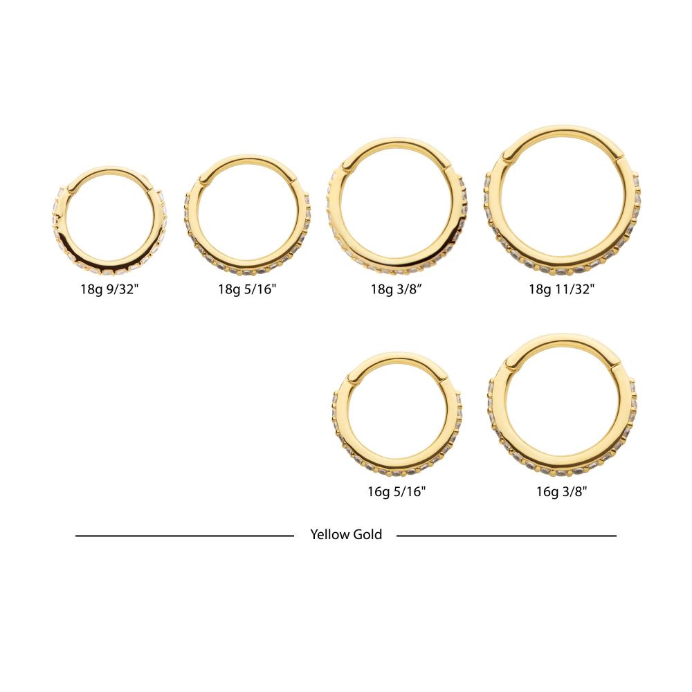 14Kt Gold Prong Set 1mm Eternity Round Gem Side Facing Hinged Segment Clicker