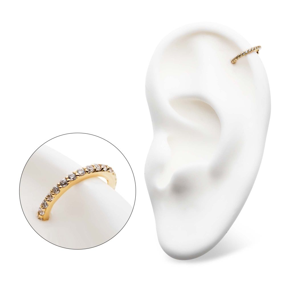 14Kt Gold Prong Set 1mm Eternity Round Gem Side Facing Hinged Segment Clicker