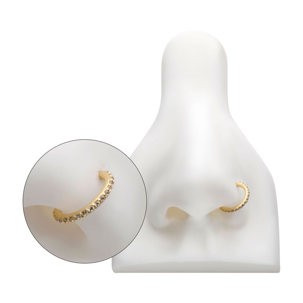 14Kt Gold Prong Set 1mm Eternity Round Gem Side Facing Hinged Segment Clicker