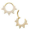 14Kt Yellow Gold Double Row Pave Gem with Spike Front Facing Hinged Segment Clicker