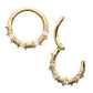 14Kt Yellow Gold Barbed Wire Wrap with Prong Set Gem Front Facing Hinged Segment Clicker