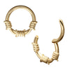 14Kt Yellow Gold Single Sculpted Barbed Wire Wrap Front Facing Hinged Segment Clicker