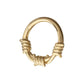 14Kt Yellow Gold Single Sculpted Barbed Wire Wrap Front Facing Hinged Segment Clicker