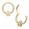 14Kt Yellow Gold Prong Set Gem Cherry Blossom Flower Front Facing Hinged Segment Clicker