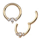 14Kt Yellow Gold with 3-Cluster Prong Set Marquise & Round Clear CZ Front Facing Hinged Segment Clicker