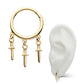 14Kt Yellow Gold Triple Dagger Dangle Charm Hinged Segment Clicker