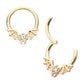 14Kt Yellow Gold Angled Bat Wings Frame a Prong Set Gem Front Facing Hinged Segment Clicker