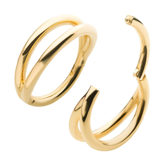 14Kt Yellow Gold Double Hoop Side Facing Hinged Segment Clicker