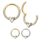14Kt Gold 3mm Prong Set Heart with 1mm CNC Set Round Gem Front Facing Hinged Segment Clicker