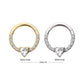 14Kt Gold 3mm Prong Set Heart with 1mm CNC Set Round Gem Front Facing Hinged Segment Clicker