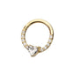 14Kt Gold 3mm Prong Set Heart with 1mm CNC Set Round Gem Front Facing Hinged Segment Clicker