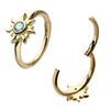 14Kt Yellow Gold Moon Face Side Facing Hinged Segment Clicker