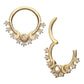 14Kt Yellow Gold Prong Set Round Gem Cluster & Triple Moon Phase Front Facing Hinged Segment Clicker