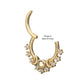 14Kt Yellow Gold Prong Set Round Gem Cluster & Triple Moon Phase Front Facing Hinged Segment Clicker