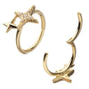 14Kt Yellow Gold Pave Set Round Gem Double Star Side Facing Hinged Segment Clicker