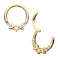 14kt Yellow Gold Prong Set Round Gem Triple Moon Phase Front Facing Hinged Segment Clicker